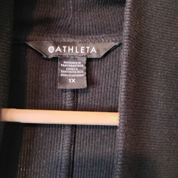 Athleta Women's Black Ethereal Cocoon Open Front Wrap Cardigan Size 1X Plus - Picture 6 of 7